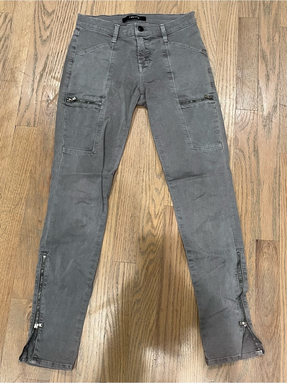 J Brand Army Green Skinny Jeans with Zip Accents